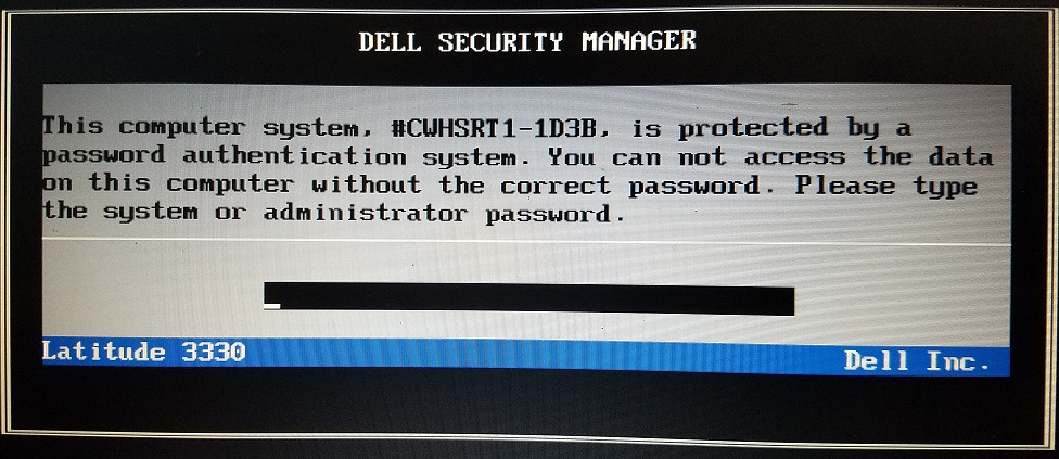 dell 1d3b system or administrator password